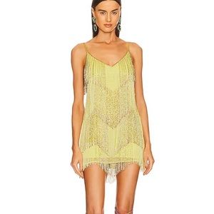 Revolve x Dundas yellow beaded fringe dress